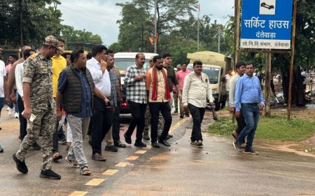 अतिवर्षा प्रभावित ईलाकों का प्रभारी मंत्री श्री केदार कश्यप ने लिया जायजा