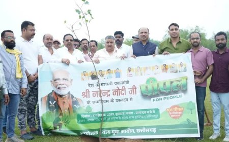 रायपुर : सेवा पखवाड़ा : 'पीपल फार पीपल़़' अभियान के अंतर्गत पीपल का पौधा किया रोपित